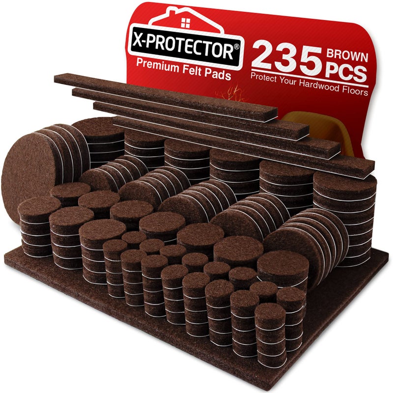 X-Protector Felt Furniture Pads X-PROTECTOR 235 PCS Premium Furniture Pads - Felt Pads Furniture Feet Best Wood Floor Protectors - Protect Your Hardwood & Laminate Flooring! - Image 1